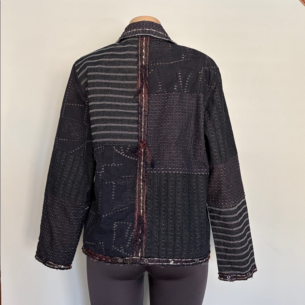 Yak Magik Artisan Boho Patchwork Jacket- Pure Cotton & Silk Fringe- Lagenlook - Picture 6 of 17